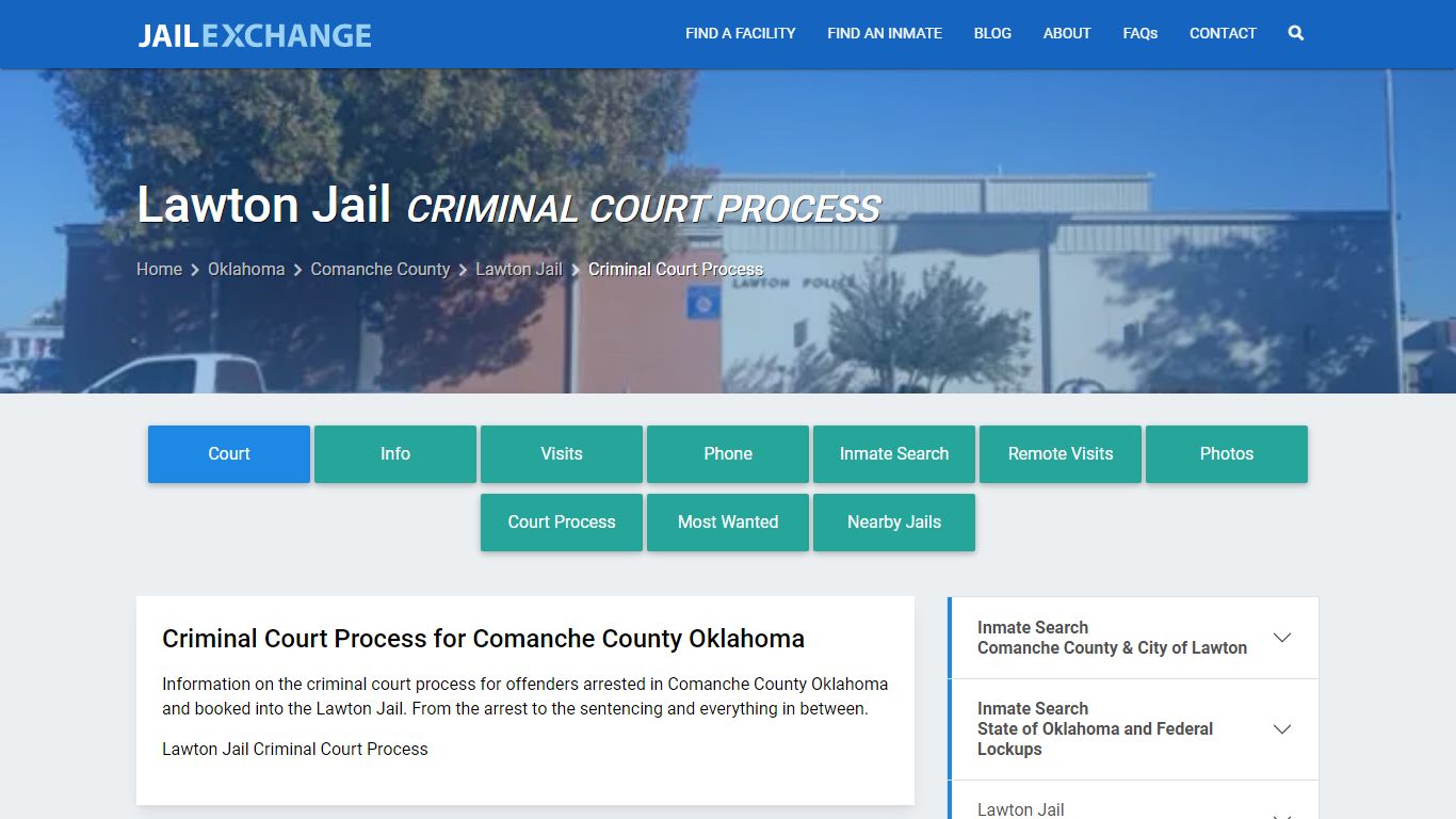 Criminal Court Process for Lawton Jail, Lawton, Comanche County in Oklahoma